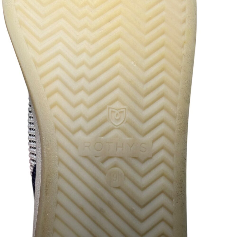 Rothy’s Cream Navy Blue Sneakers Women’s Size 9 Knit Lace-Up Flats - Picture 3 of 7